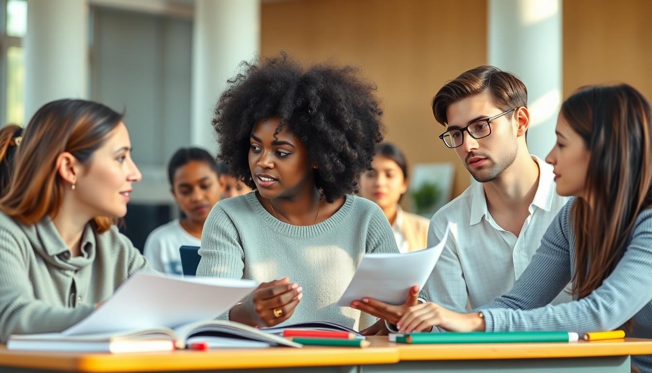 Students collaborating in study space